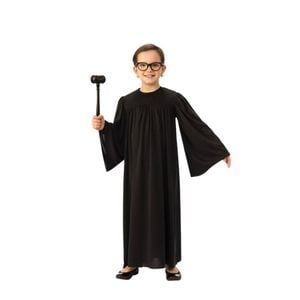 Kids Judge Halloween Costume Long Black Robe for Court Career Dress Up, Extra large