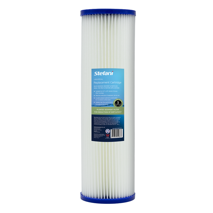 Stefani 5 Micron 4.5 x 20" Pleated Sediment Whole Of House Replacement Water Filter Cartridge