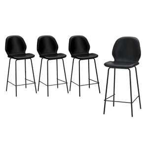 Oikiture 4PCS Bar Stools Kitchen Counter Chair Metal Black