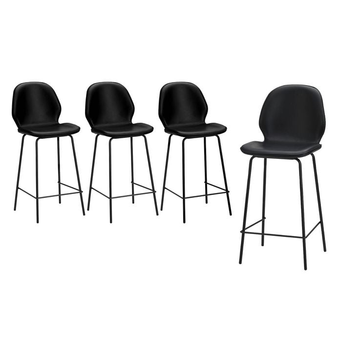 Oikiture 4PCS Bar Stools Kitchen Counter Chair Metal Black