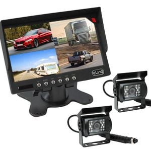 Elinz 7" Quad Monitor Splitscreen with 2 Camera Package - 2 Camera Package