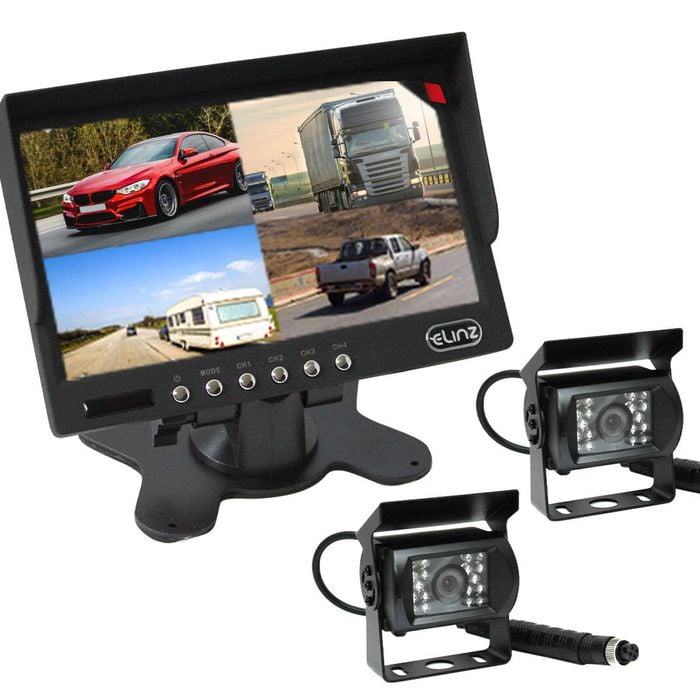 Elinz 7" Quad Monitor Splitscreen with 2 Camera Package - 2 Camera Package