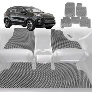 6D Diamond Car Floor Mats for Kia Sportage 2016-2021-Full Set-Grey-Outback GT