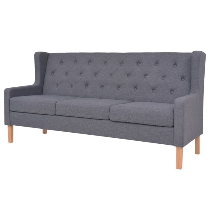 vidaXL 3-Seater Sofa Fabric Grey Couch Lounge Seat Home Living Room Furniture