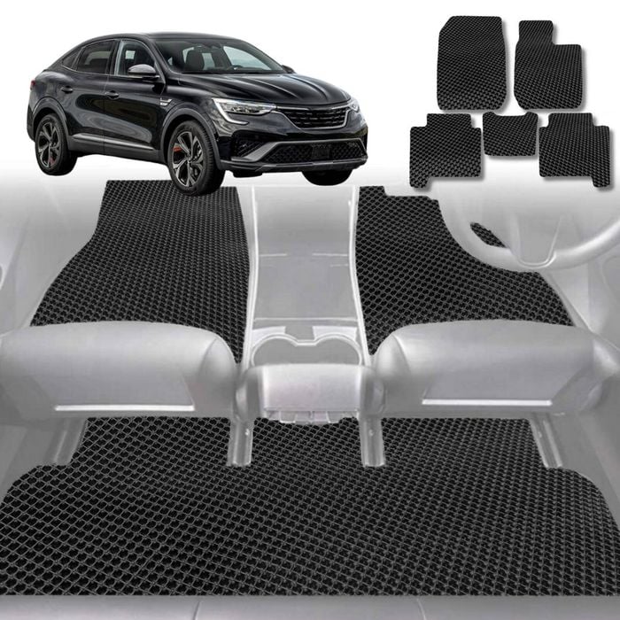6D Diamond Car Floor Mats for Renault Arkana 2021-Current-Full Set-Black-Outback GT