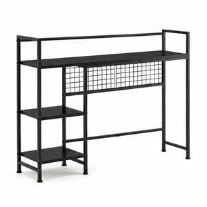 Advwin 4-tier Desk Bookshelf With Pegboard Hooks Set Study Desk Storage Organiser For Office Black