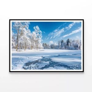 Winter, Frozen Lake, Trees, Sky  Print 100% Australian Made 120x90cm  (Poster)