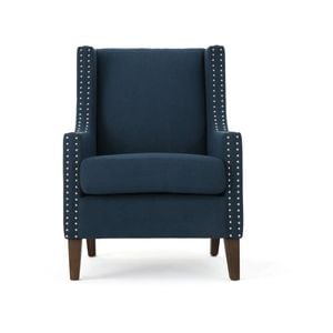 Cecilia Classic Studded Navy Blue Wingback Club Armchair