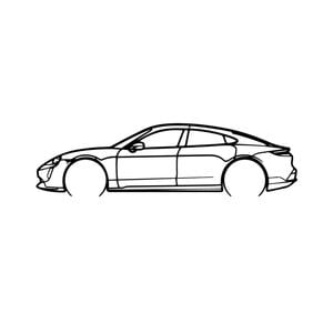 Ignite Laser Porsche 2023 Taycan Silhouette Metal Wall Art Rustic Metal 15.7inch/40cm