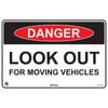 Pinnacle 300 x 200mm Poly Danger Look Out For Moving Vehicles Sign