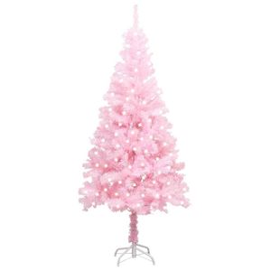 vidaXL Artificial Pre-lit Christmas Tree with Stand Xmas Decoration Pink PVC