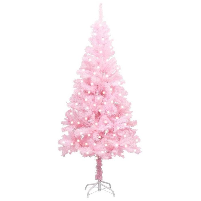 vidaXL Artificial Pre-lit Christmas Tree with Stand Xmas Decoration Pink PVC