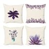 Catzon 4 Pcs Lavender Throw Pillow Covers Linen Summer Cushion Case for Sofa