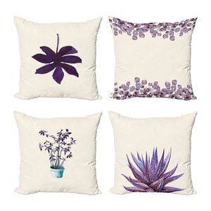 Catzon 4 Pcs Lavender Throw Pillow Covers Linen Summer Cushion Case for Sofa