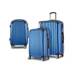 Wanderlite 3pcs Luggage Trolley Set Travel Suitcase Hard Case Carry On Bag Blue