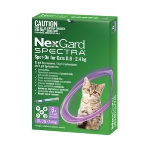 NexGard Spectra Spot-On For Cats 0.8 - 2.4 Kg 6PK  WNGSOCS6