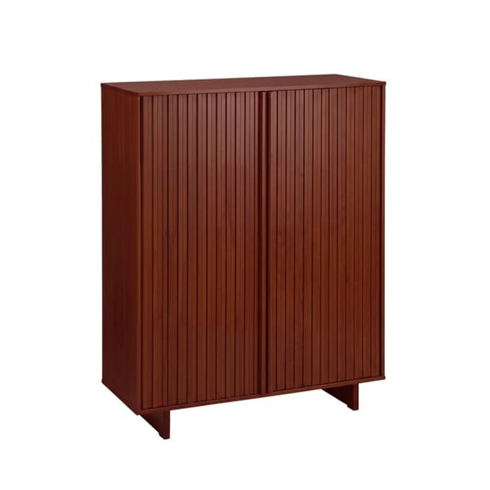 HOMFURN 5 Tier Bamboo Shoe Cabinet Walnut