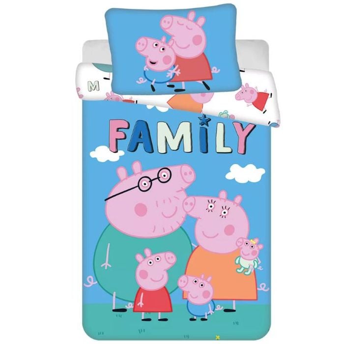 Peppa Pig Family Cotton Quilt Cover Set - Toddler Bed Size
