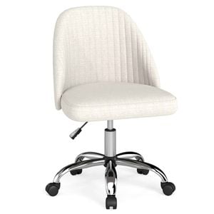 Costway Desk Chair Padded Office Chair Swivel Vanity Chair Beige