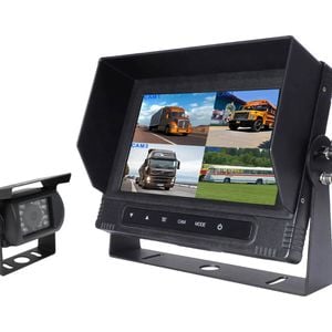 Elinz 7" Quad Screen Waterproof Monitor HD 12V/24V Reversing CCD Camera