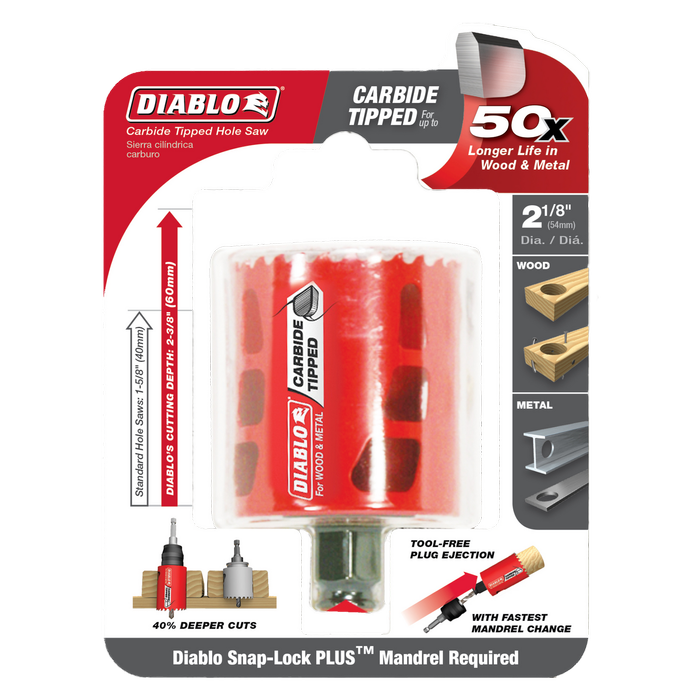 Diablo 54mm Carbide-Tipped Wood And Metal Hole Saw