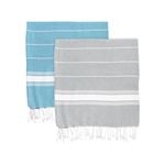 Nicola Spring Turkish Cotton Towels - Grey / Blue - Set Of 2