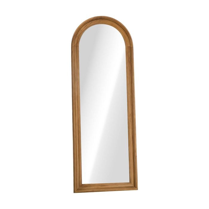 Oikiture Full Length Mirror Elegance Arch 165x60cm Walnut Wood Floor Mirrors