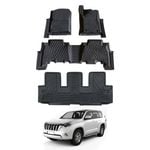 AUSGO 5D Car Floor Mats for Toyota LandCruiser Prado 150 Series Auto Trans 7-Seat 2009-2024 3-Row Set Liners Mat