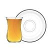 LAV Klasik Glass Tea Cup and Saucer Set - Clear Cups for Coffee, Hot Drinks - 115ml - Set of 12