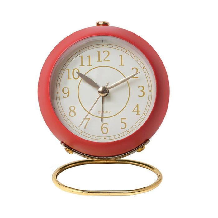 Catzon Retro Alarm Clocks Silent Non-ticking With Light-red