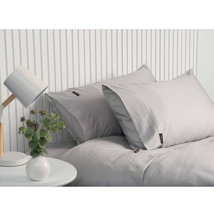 Sheraton Luxury 1000tc Cotton King Single Fitted Sheet Set W/pillowcase Dove Gry