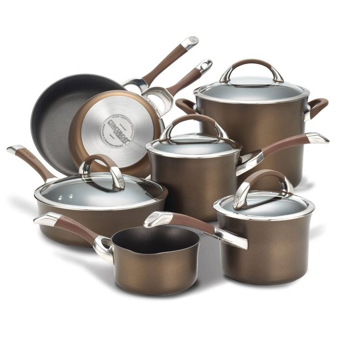 Circulon Symmetry Nonstick Induction 11 Piece Cookware Set  Chocolate