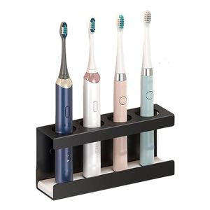 Catzon Wall Mount Electric Toothbrush Holder 4 Slots Diatomite Dish-black