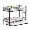Advwin Metal Triple Sleeper Bunk Bed with Trundle for Kids Teens Single Black