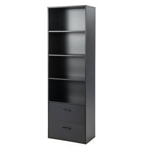 Costway 6-tier Bookshelf Display Cabinet W/drawers Open Storage Bookcase Black