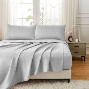 LINENOVA 100% Cotton Luxury Soft Sheet Set-Grey Single