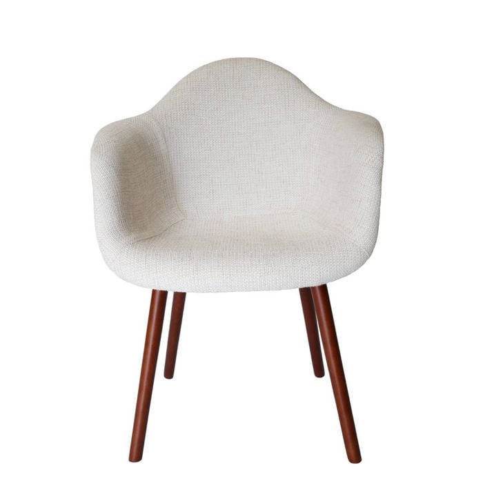 Sk Designer Living | Replica Eames Daw Hal Inspired Chair | Fabric & Walnut - Texture Ivory