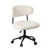 Oikiture Armless Office Chair Mid Back Wide Seat Swivel Home Desk Chair White