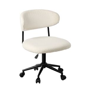 Oikiture Armless Office Chair Mid Back Wide Seat Swivel Home Desk Chair White
