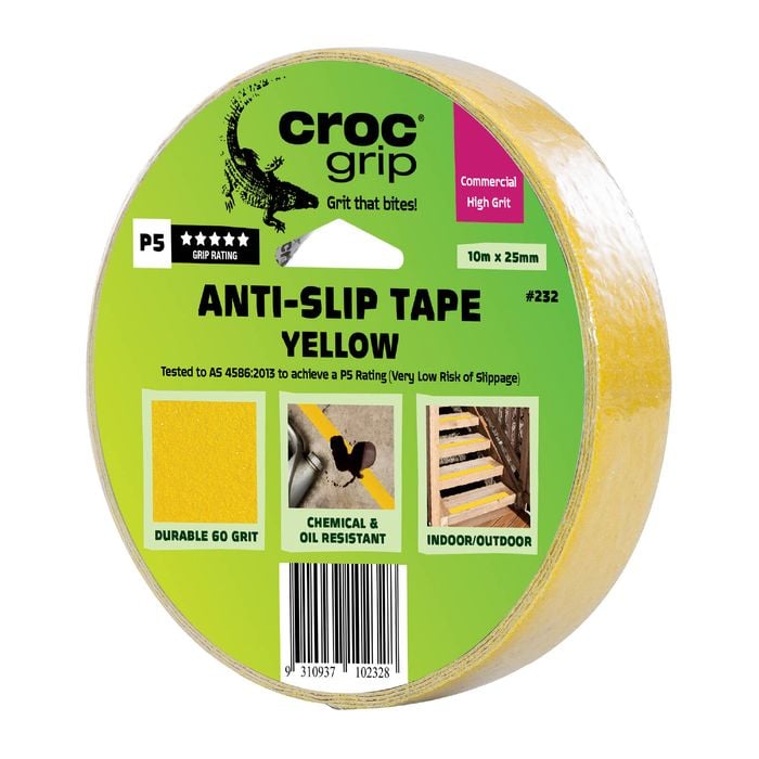Croc Grip 10m x 25mm Yellow Anti-Slip Tape