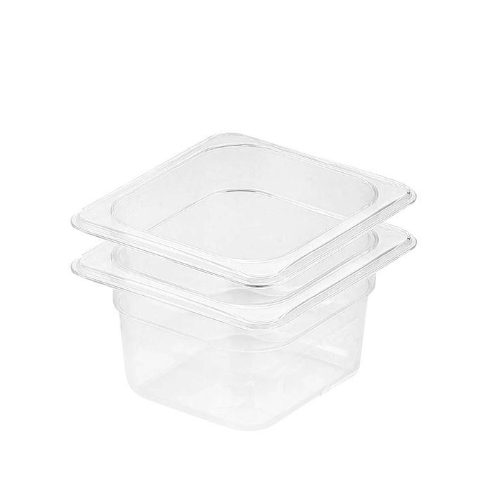 SOGA 1/6 GN Polycarbonate Food Pan 100mm Clear 2 Pack