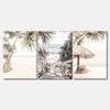 3 Set of Beach with Trees View Print 100% Australian Made 3 x 50x75cm (Stretched Canvas)