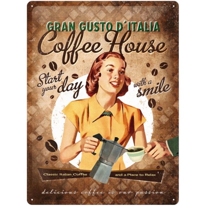 Nostalgic Art Coffee House 30x40cm Large Metal Tin Sign