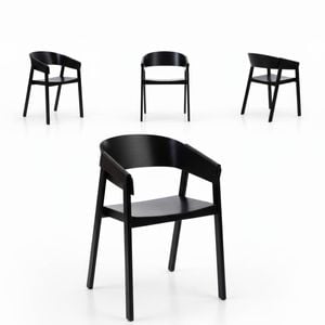 Selena 4pc Set Dining Chair Scandinavian Black