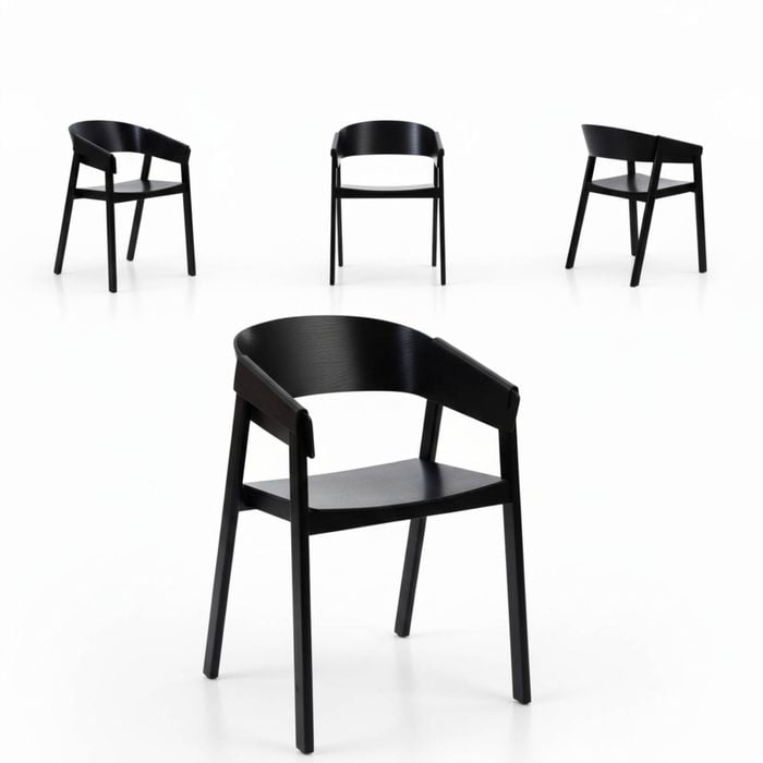 Selena 4pc Set Dining Chair Scandinavian Black