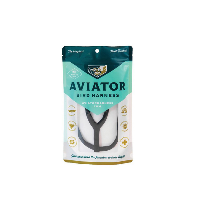 The Aviator Mini Bird Harness & Leash - Black