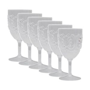 6PK SS Collective Clear Scallop Design Acrylic Wine Glass Drinkware 443ml