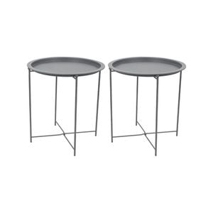 Harbour Housewares Round Steel Tray Tables - Pack of 2
