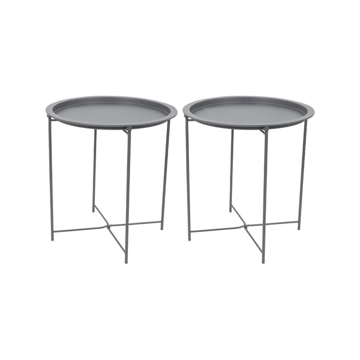 Harbour Housewares Round Steel Tray Tables - Pack of 2