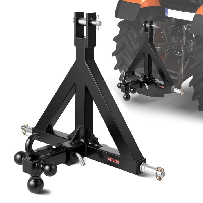 VEVOR 3 Point Hitch Receiver Black with Receiver 3pt Attachment 3 Trailer Balls